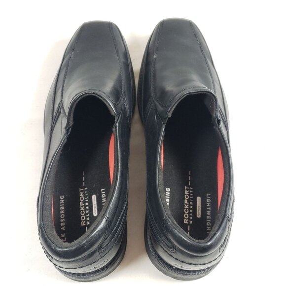 Rockport Mens Size 13 Style Leader 2 Black Leather Slip-On Bike Toe Shoes - Picture 6 of 9